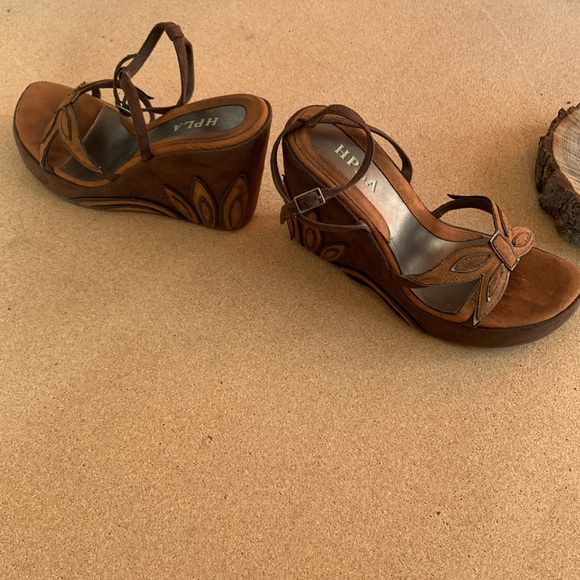 Brown Platforms Shoes unsized fits 6.5 - Picture 4 of 9